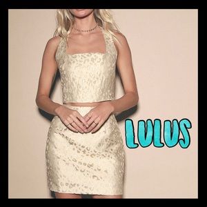 🌸FINAL🌸LULUS 2 piece cream & gold leopard print